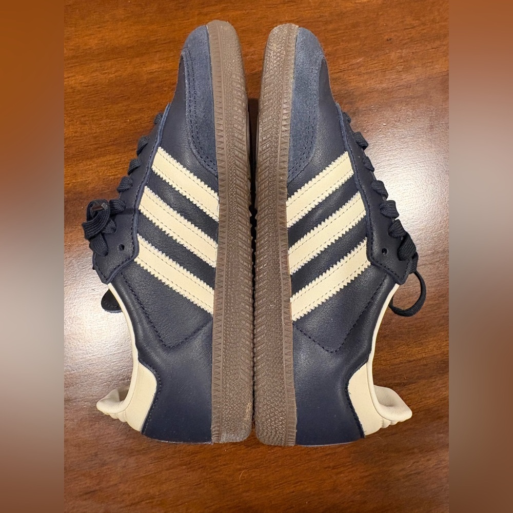 ADIDAS Samba OG Night Navy and Cream Suede Leather Low Profile Trainer Sneakers - Picture 4 of 9